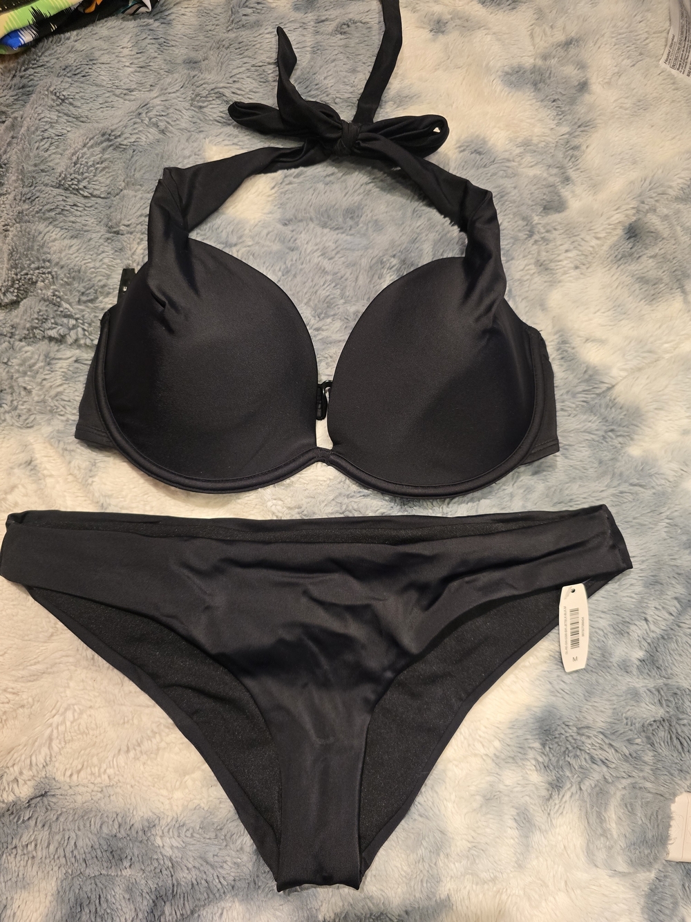 Adore Me Black Halter Push-Up Bikini Set